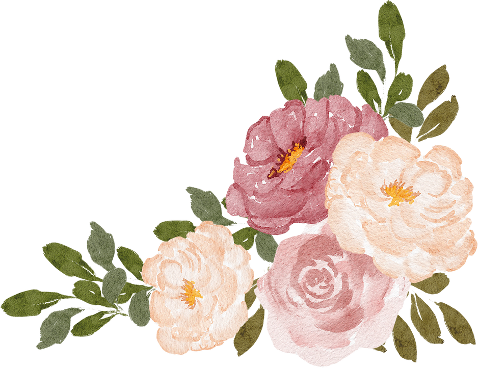 Peony Flowers and Leaves