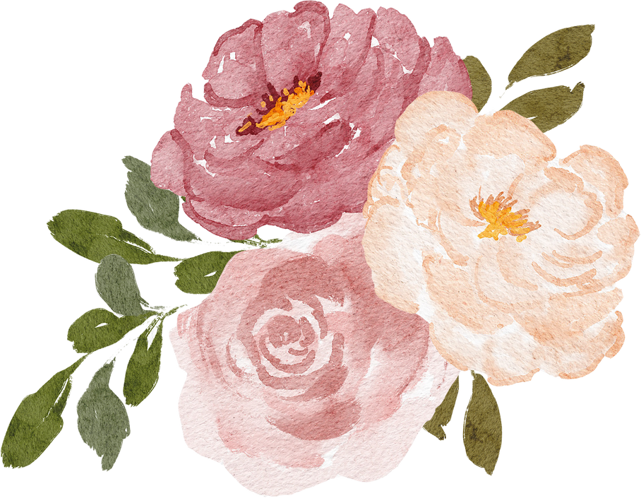 Watercolor Rose & Peony Flower Arrangement